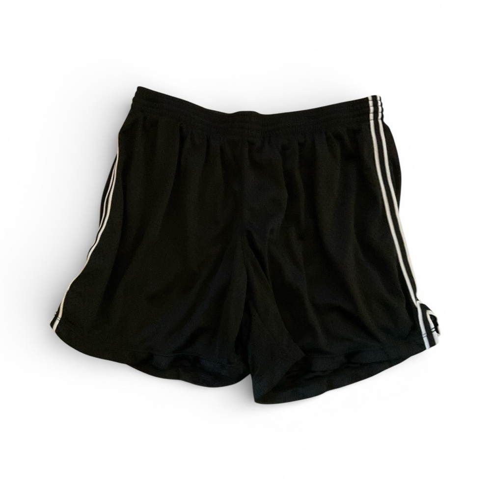 Black Mesh Shorts with White Stripes